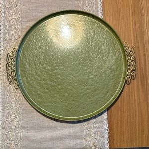 Moire Glaze serving tray, circular green